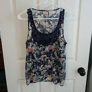 Mudd Crochet Detail Sleeveless Blouse